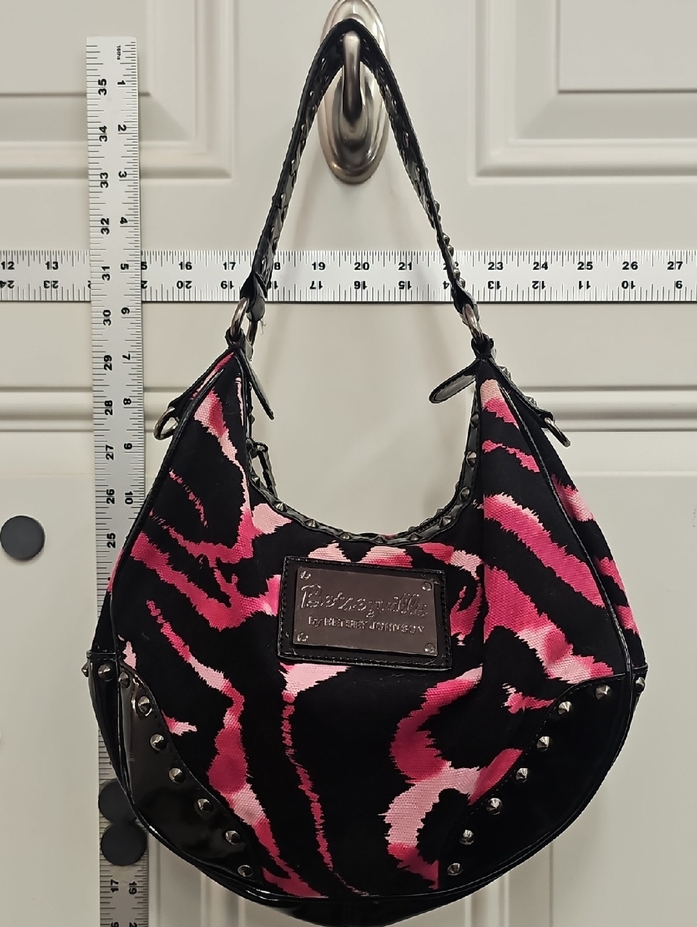Black and Pink Animal Print Hobo Bag, Betseyville, 2000s, Shoulder, Summer